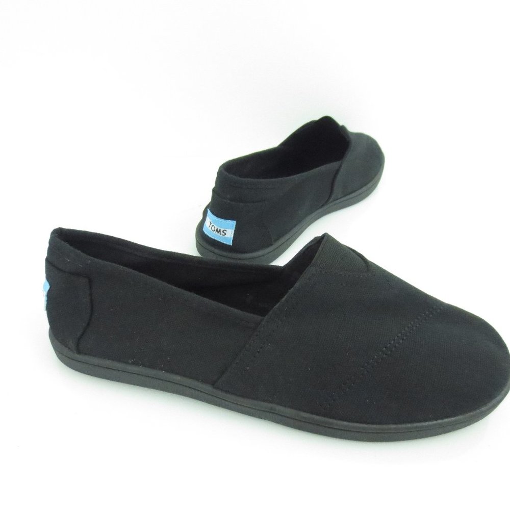 New TOMS " Not For Resale" Black Canvas Shoes Flats Comfort Cotton